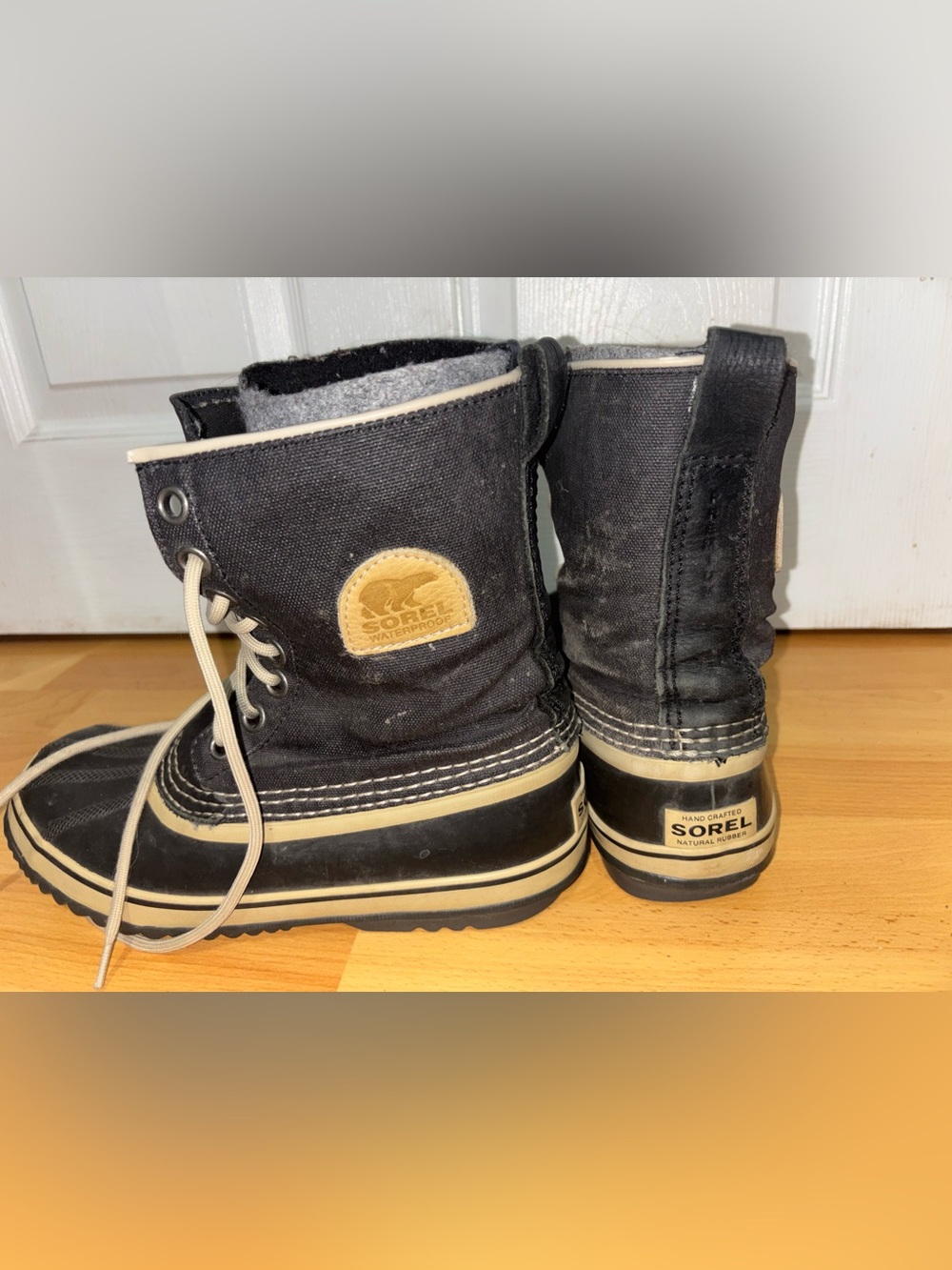 Sorel Black Boots with Cream Trim